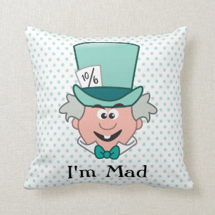 Alice in Wonderland Mad Hatter Emoji Throw Pillow