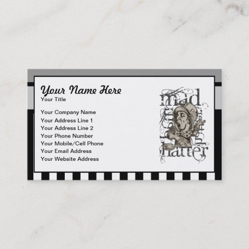 Alice In Wonderland Mad Hatter Grunge Business Card Template