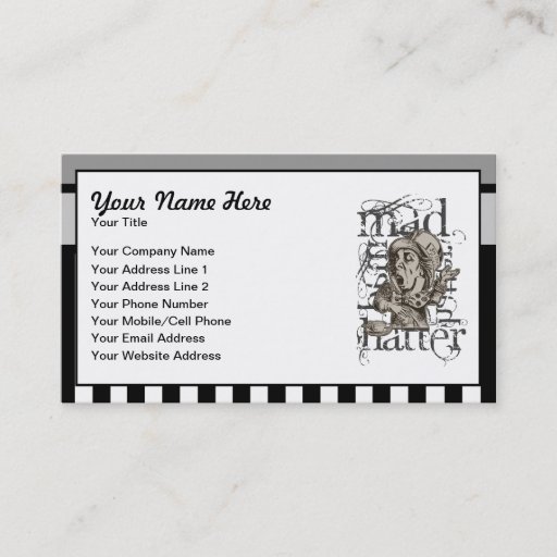 Customizable Alice In Wonderland Mad Hatter Grunge Business Card Template