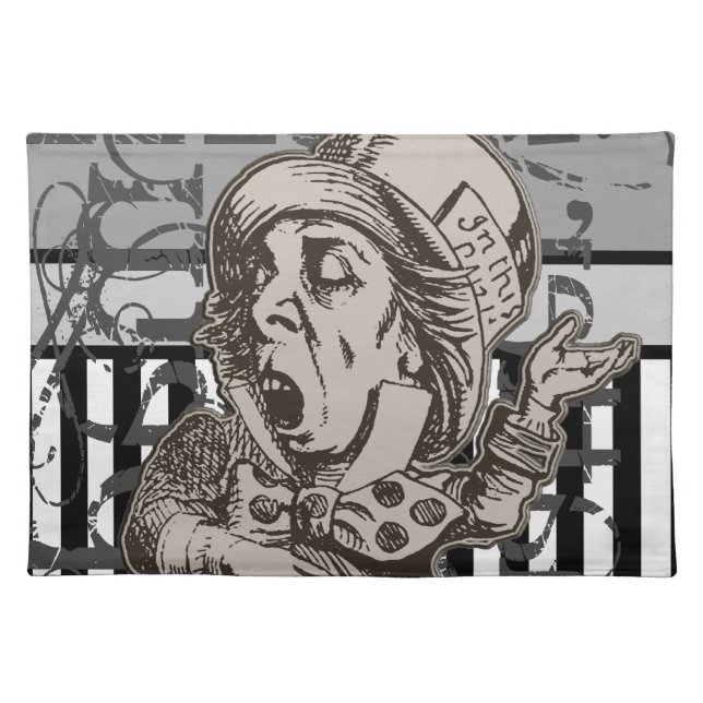 Alice In Wonderland Mad Hatter Grunge Placemat (Front)