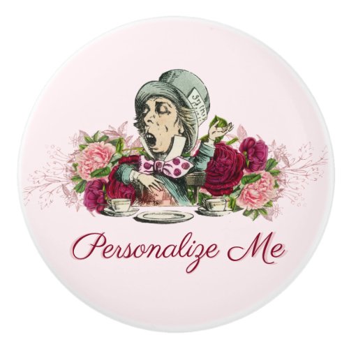 Alice in Wonderland Mad Hatter Personalized Ceramic Knob