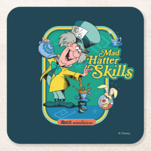 Alice in Wonderland   Mad Hatter Skills Square Paper Coaster