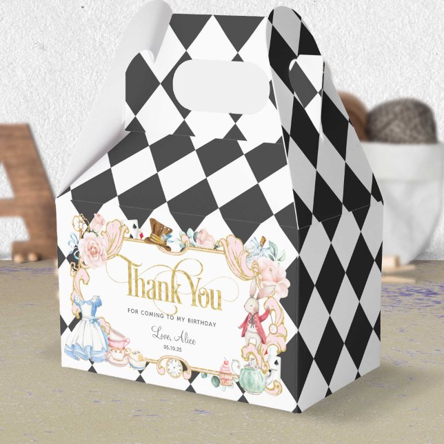 Alice in wonderland, mad hatter tea party birthday favor boxes (Creator Uploaded)