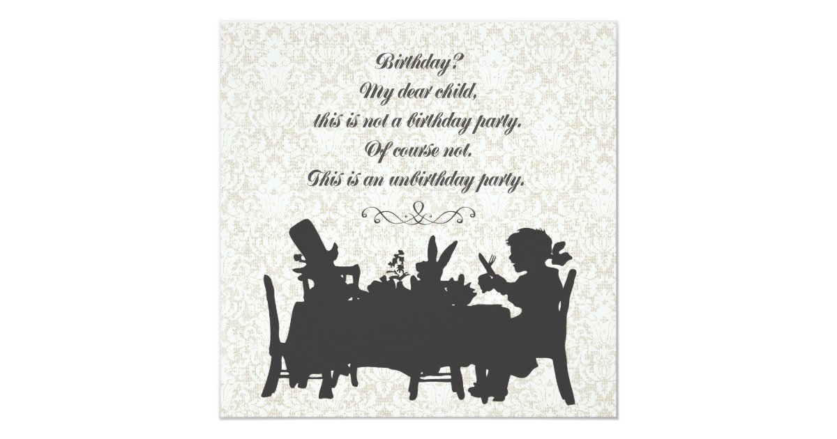 Alice In Wonderland Mad Hatter Tea Party Birthday Invitation