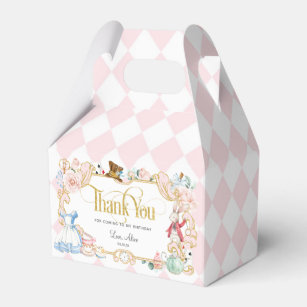 16 Pcs Alice in Wonderland Party Gift Boxes,Favors Boxes, Party Bag for  Kids Themed Party Supplies Favor Snack Goody Cardboard Bag Gift Giving