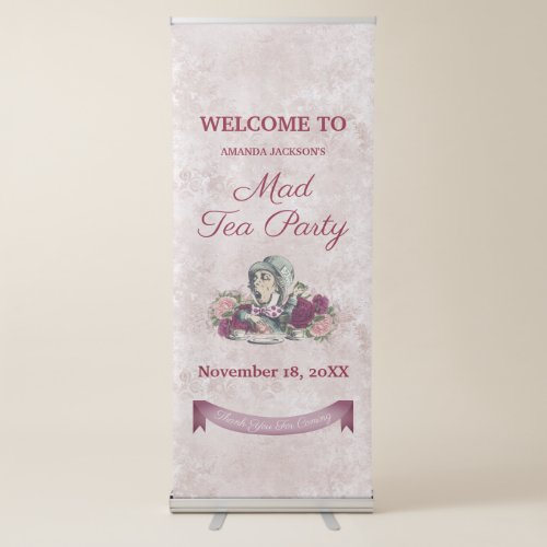 Alice in Wonderland Mad Hatter Tea Party Welcome Retractable Banner
