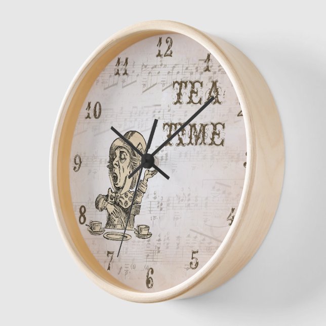 Alice in Wonderland Mad Hatter Tea Time Clock (Angle)