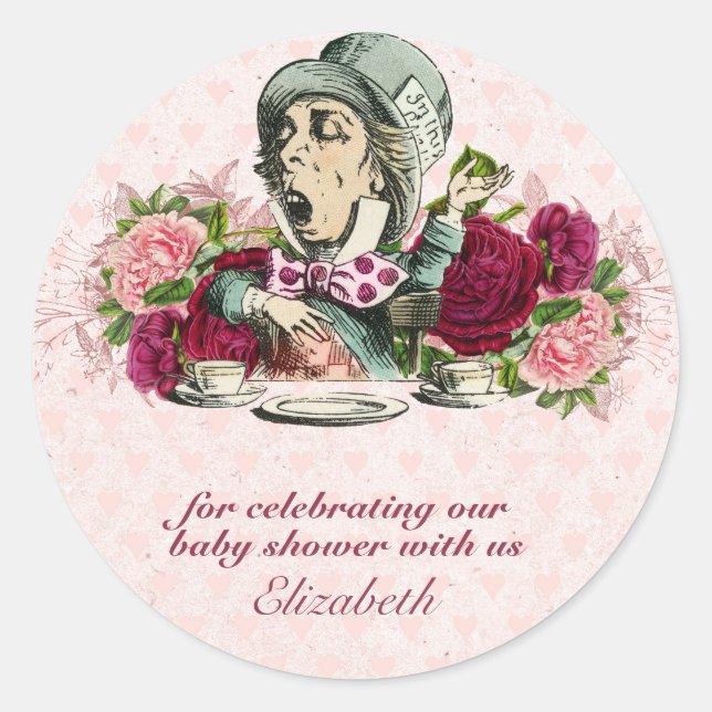 Alice In Wonderland Mad Hatters Tea Party Custom Classic Round Sticker (Front)
