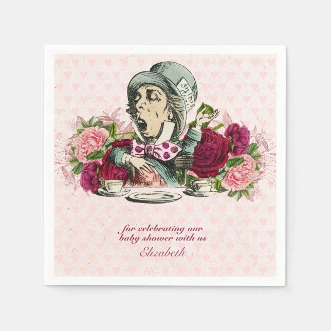 Alice In Wonderland Mad Hatters Tea Party Custom Napkins (Front)