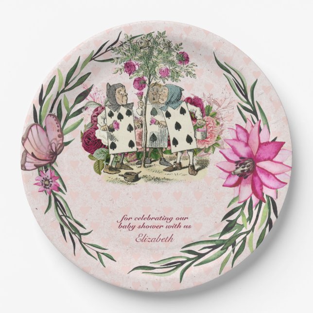 Alice In Wonderland Mad Hatters Tea Party Custom Paper Plates (Front)