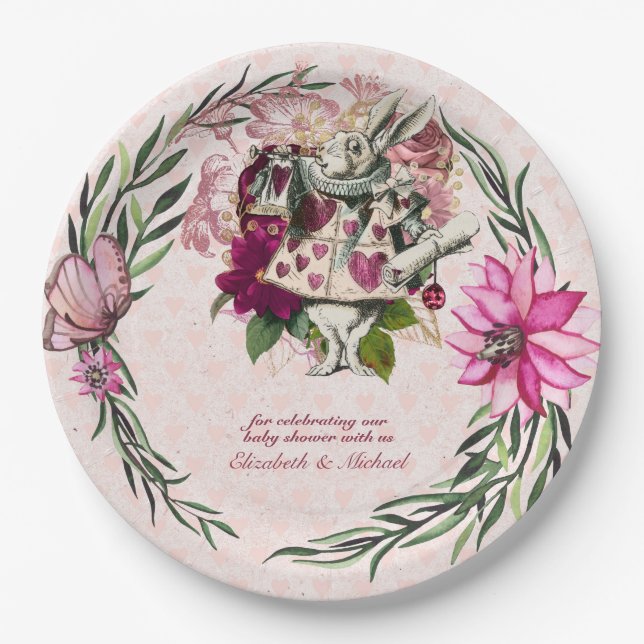 Alice In Wonderland Mad Hatters Tea Party Custom Paper Plates (Front)