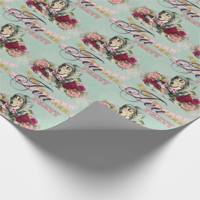 Alice In Wonderland Mad Hatters Tea Party Custom Wrapping Paper (Corner)