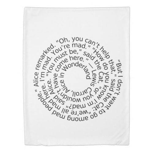 Alice in Wonderland mad quote duvet cover