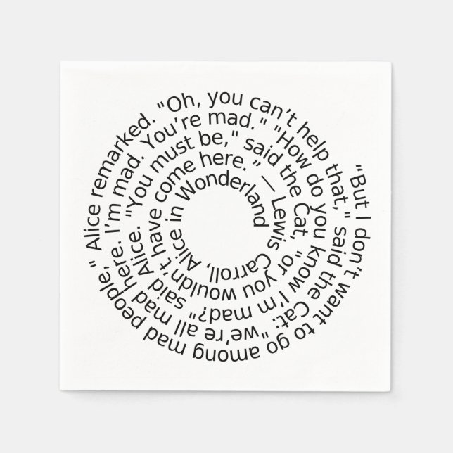 Alice in Wonderland mad quote napkins (Front)