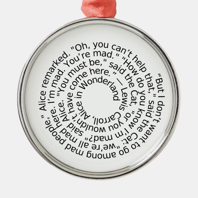 Alice in Wonderland Mad quote ornament (Front)