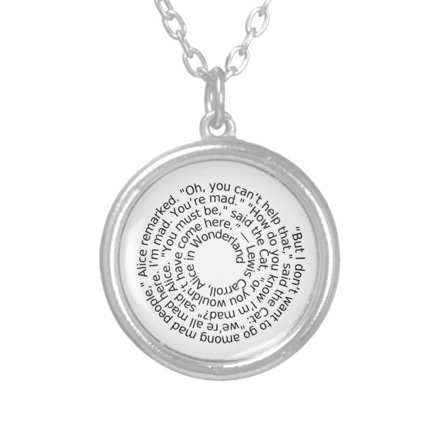 Alice in Wonderland Mad quote pendant necklace (Front)