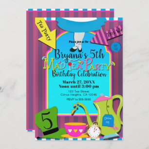 Alice in Wonderland Mad Tea Birthday Party Invitation