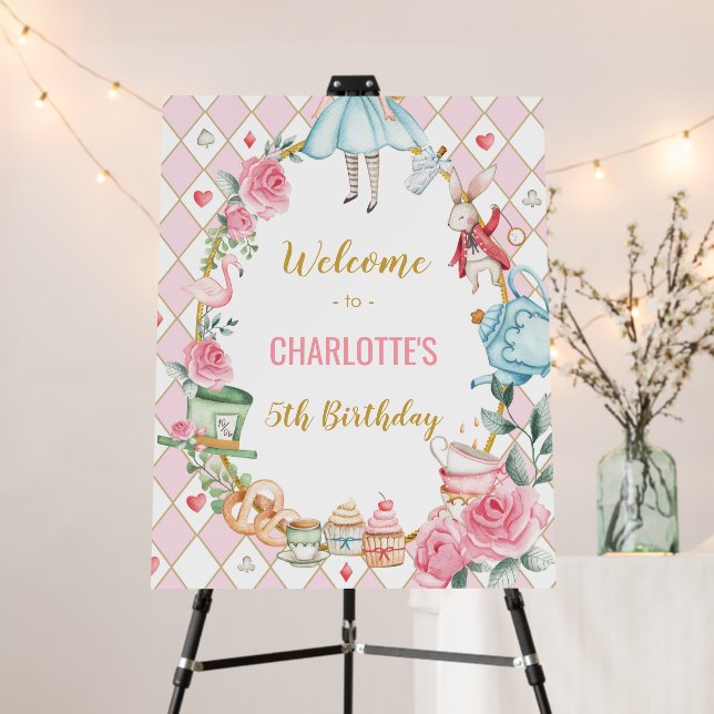 Alice in Wonderland Mad Tea Birthday Party Welcome Foam Board (In Situ (Stand))
