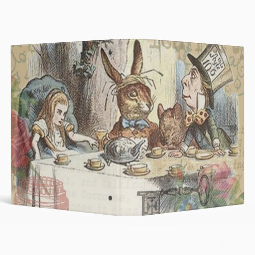 Alice in Wonderland Mad Tea Party Art 3 Ring Binder