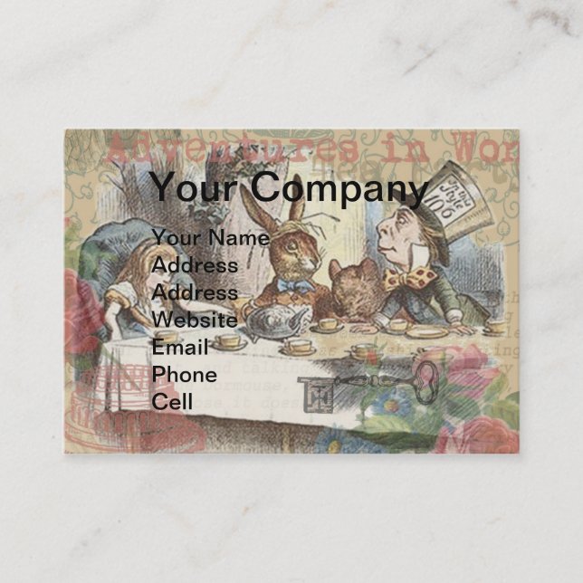Alice in Wonderland Mad Tea Party Art Business Card (Front)