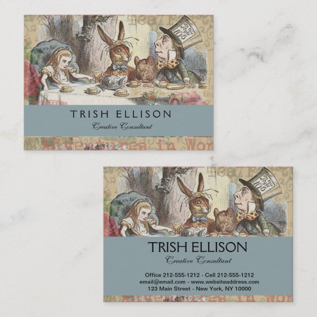Alice in Wonderland Mad Tea Party Art Business Card (Front/Back)