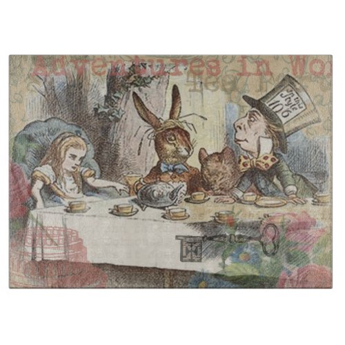 Alice in Wonderland Mad Tea Party Art Cutting Board