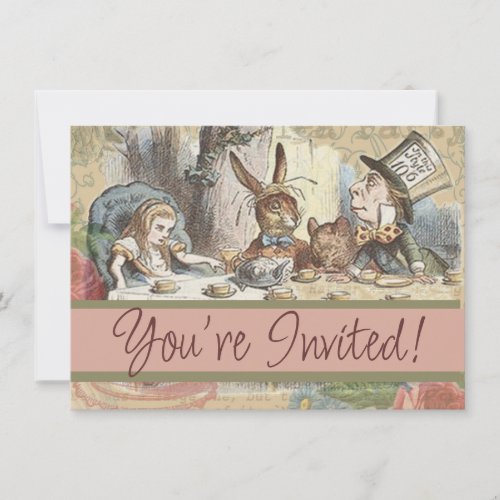 Alice in Wonderland Mad Tea Party Art Invitation