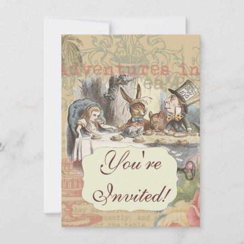 Alice in Wonderland Mad Tea Party Art Invitation