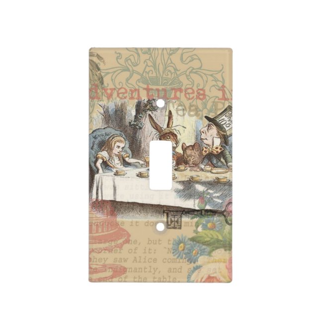 Alice in Wonderland Mad Tea Party Art Light Switch Cover (Front)