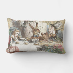 Alice in Wonderland Mad Tea Party Art Lumbar Pillow