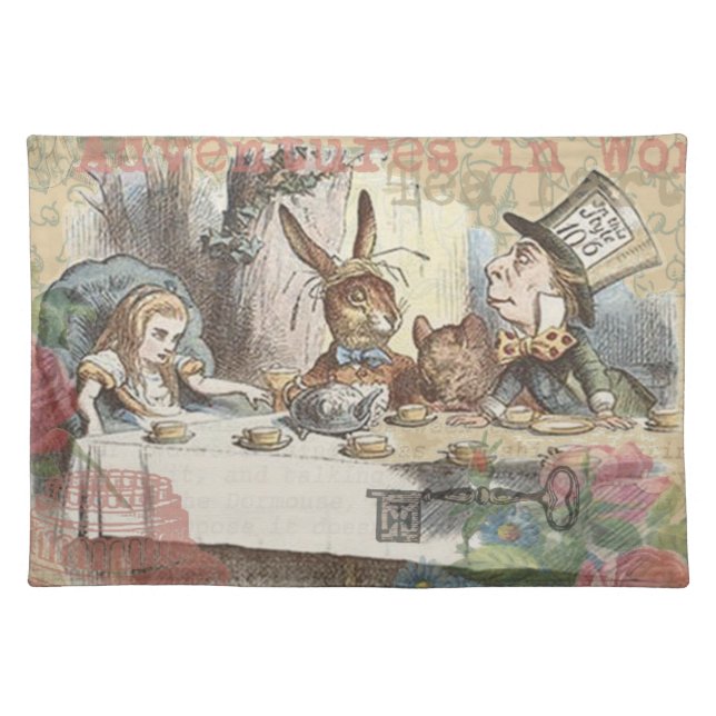 Alice in Wonderland Mad Tea Party Art Placemat (Front)