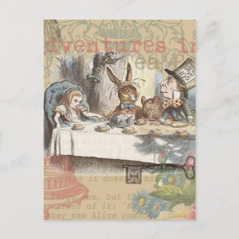 Alice In Wonderland Mad Tea Party Art Postcard by antiqueart at Zazzle