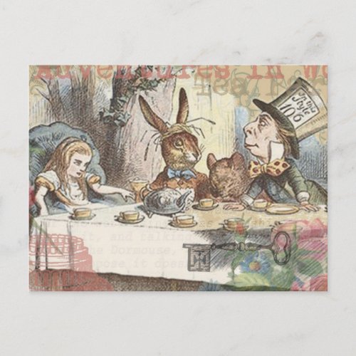 Alice in Wonderland Mad Tea Party Art Postcard