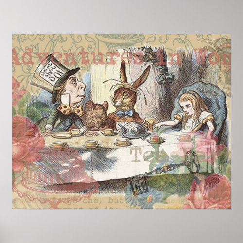 Alice in Wonderland Mad Tea Party Art Poster