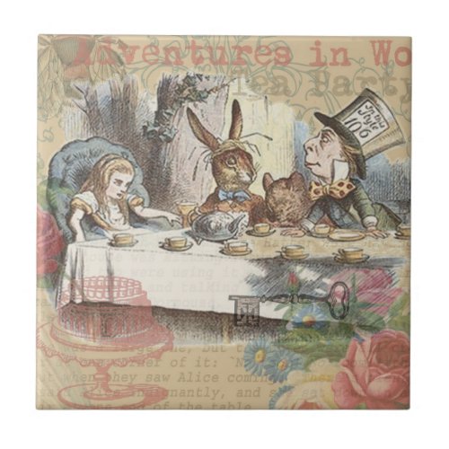 Alice in Wonderland Mad Tea Party Art Tile