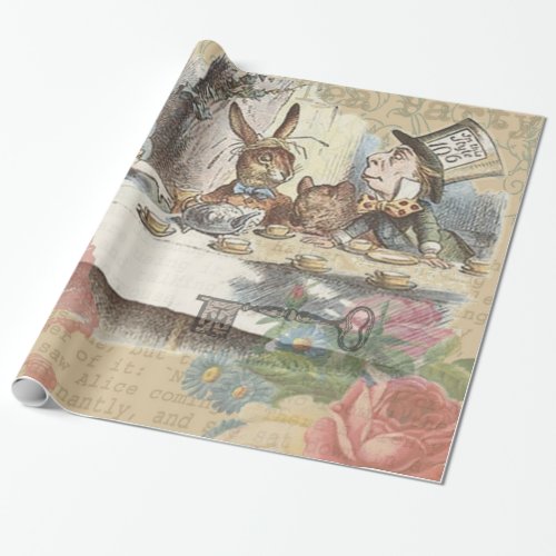 Alice in Wonderland Mad Tea Party Art Wrapping Paper