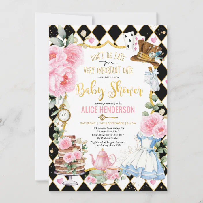 Alice In Wonderland Baby Shower Tea Party Game Cards Qty-12 