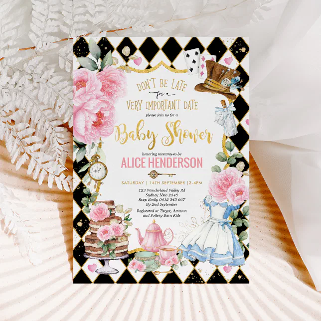 Alice in Wonderland Mad Tea Party Baby Shower Invitation | Zazzle