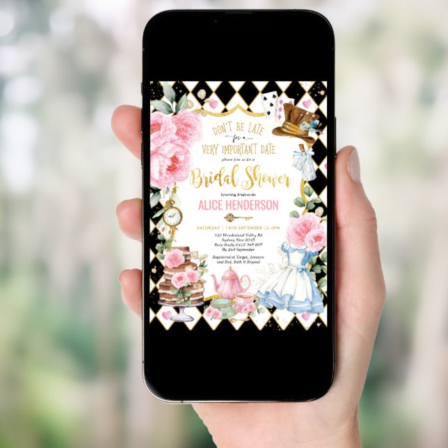 Alice in Wonderland Mad Tea Party Bridal Shower Invitation (Front Digital)