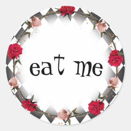 Alice in Wonderland Mad Tea Party Eat Me Classic Round Sticker