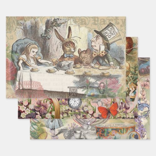 Alice in Wonderland Mad Tea Party Wrapping Paper Sheets