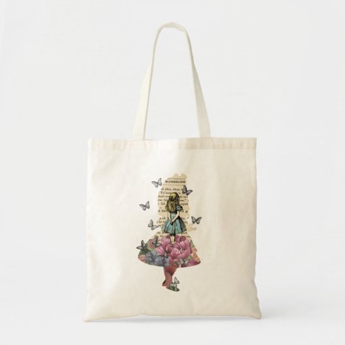 Alice In Wonderland Magical Garden _ Vintage Book Tote Bag