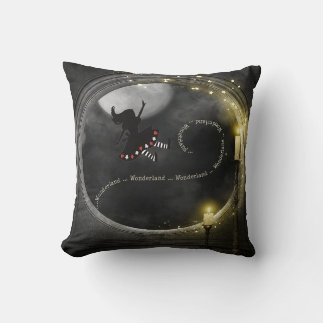 Alice in Wonderland Magical Gothic Candles Throw Pillow (Front)