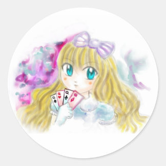 Alice In Wonderland Manga Anime Version Kawaii Classic Round Sticker