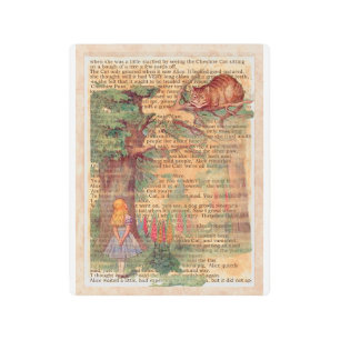 Alice in Wonderland meets the Cheshire Cat Metal Print