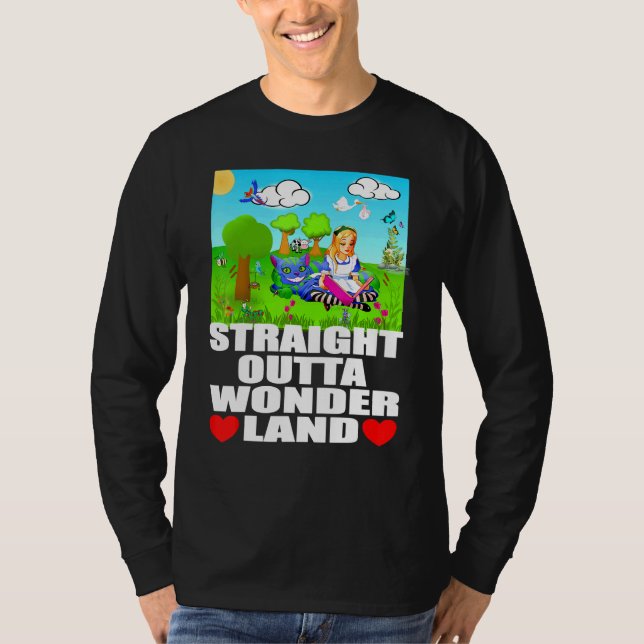 Alice In Wonderland Men Women Kids Straight Outta  T-Shirt (Front)