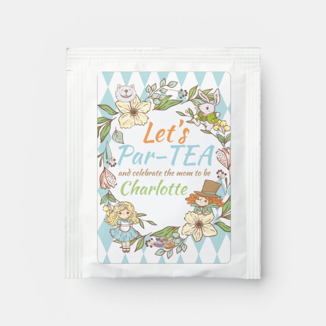 Alice in Wonderland mom to be baby shower Tea Bag Drink Mix (Front)