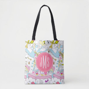 Alice in Wonderland   Monogram Oversized Pattern Tote Bag