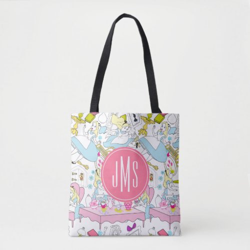 Alice in Wonderland  Monogram Oversized Pattern Tote Bag