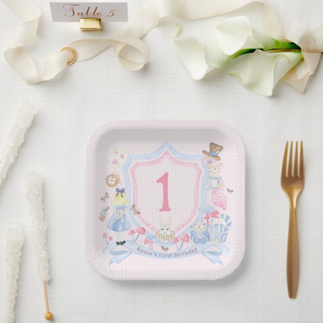 Alice in Wonderland Monogram Paper Plates (Wedding)